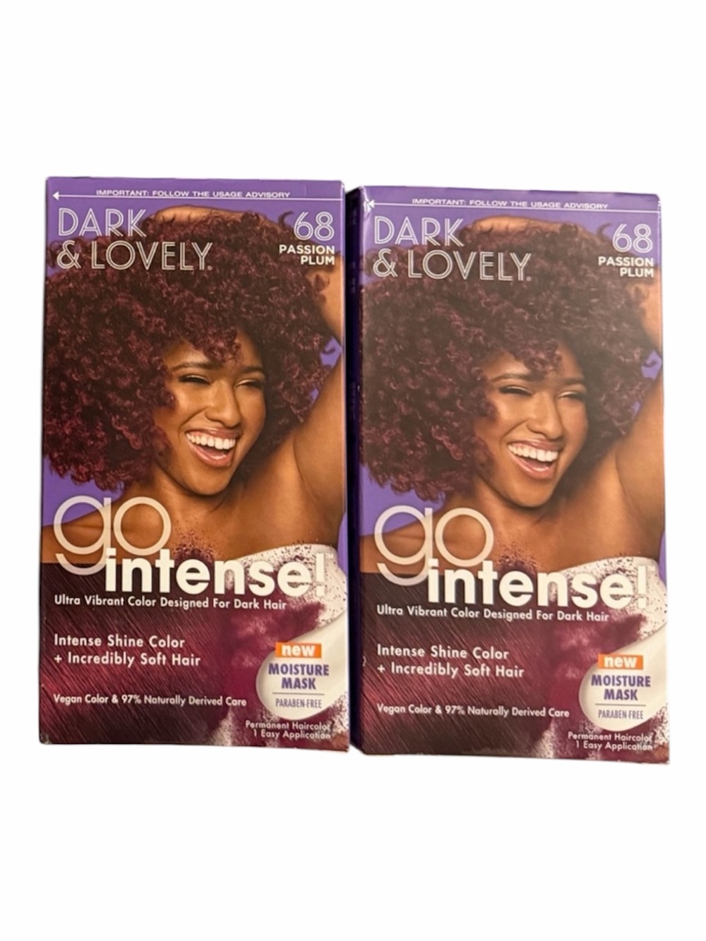 NEW! Dark & Lovely Go Intense! Hair Color - Passion Plum (68) (2 Boxes)